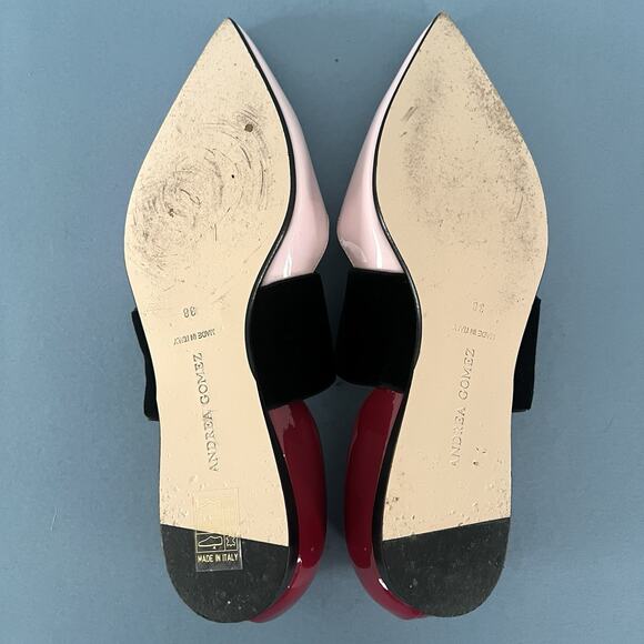 Andrea Gomez Dakota Pink Leather Pointed Toe Ballerina Flats - Picture 8 of 9